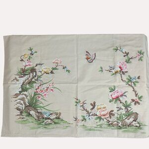 Vintage Pillowcase Set Standard Chinoiserie Floral Butterfly Percale USA Made